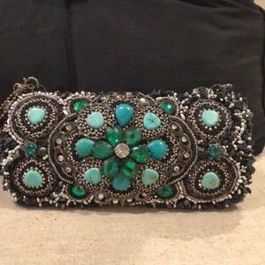 Lovely Mary Frances turquoise /gems/beaded bag